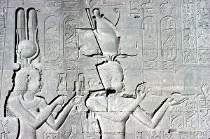 Ptolemaic Period Artifacts Prints: Horizontal detail of a relief of Cleopatra and Caesarion