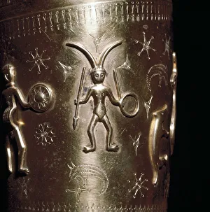 Detail of Horned figure on Gallehus Horn, Denmark Detail of Horned figure on Gallehus Horn, Denmark