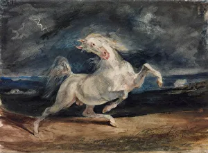 Horse Frightened by Lightning. Artist: Delacroix, Eugene (1798-1863) Horse Frightened by Lightning. Artist: Delacroix, Eugene (1798-1863)