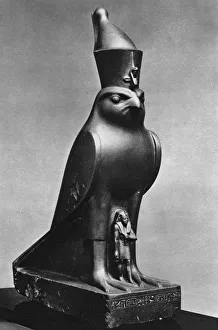 A Horus falcon with King Nectanebo I (380 BC-362 BC), c370 BC (1936) A Horus falcon with King Nectanebo I (380 BC-362 BC), c370 BC (1936)