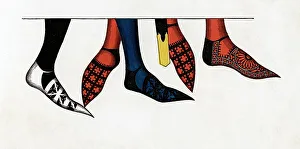 The hose and shoes worn by princes at the court of Edward III, (1312-1377), 1840 The hose and shoes worn by princes at the court of Edward III, (1312-1377), 1840
