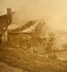 World War One Destruction Prints: House hit by a shell, c1914-c1918
