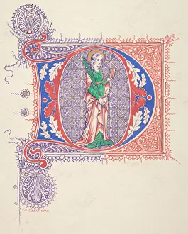 British Graphic Design History Prints: Illuminated Initial D, 1830-62. Creator: Freeman Gage Delamotte
