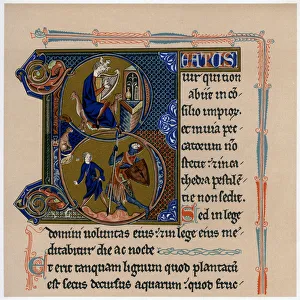 Print of 13th-century Illuminated Initial Letter B