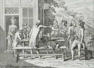 Print of a child reading from Basedow's Elementary Work, 1770