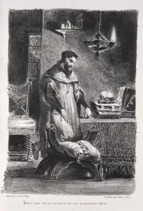 French Print of Faust in his Dressing-room, 1828