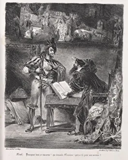 Eugene Delacroix Artist Prints: Illustrations for Faust: Mephistopheles visits Faust, 1828. Creator