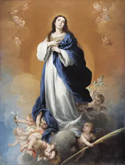 Baroque Style Oil On Canvas Prints: The Immaculate Conception, 17th century. Creator: Workshop of Bartolome Esteben Murillo