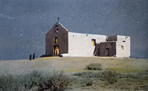 An Indian Church, Pueblo of Sandia, near Albuquerque, New Mexico, USA, 20th century.Artist: Fred Harvey An Indian Church, Pueblo of Sandia, near Albuquerque, New Mexico, USA, 20th century.Artist: Fred Harvey