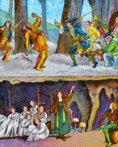 Coloured Lantern Slides Prints: The Indians and the pirates, c1905