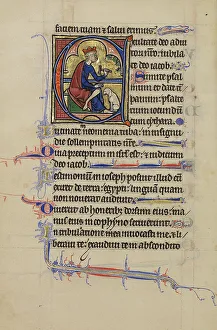 Initial E Print: David Plays Harp in the Wenceslaus Psalter