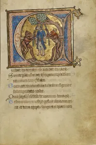 Christian Art Heritage Prints: Initial E: Judas's Suicide; Psalter, mid-1200s. Creator: Unknown