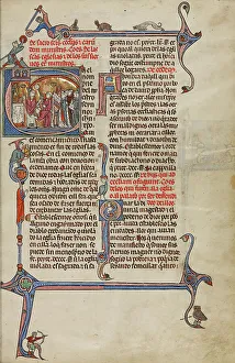 Spanish Medieval Manuscripts Prints: Initial E: A Priest Celebrating Mass; Vidal Mayor