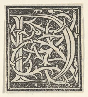 Initial Letter D Print on Patterned Background, 1520