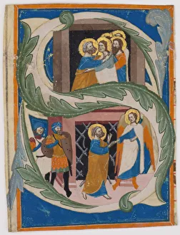 Italian 14th Century Initials Print: Saint Peter Liberated
