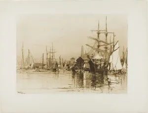 Black And White Landscape Prints: The Inner Harbor, Gloucester, 1883. Creator: Stephen Parrish