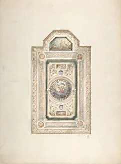 Nineteenth Century Watercolour Art Prints: Inscribed drawing with monogram of Sang, of a ceiling design, July 1868, 1868