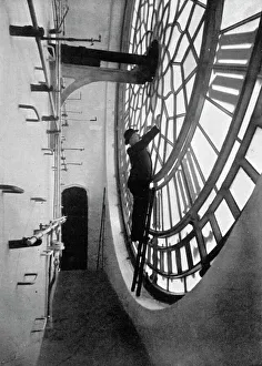Inside the clock face of Big Ben, Palace of Westminster, London, c1905 Inside the clock face of Big Ben, Palace of Westminster, London, c1905