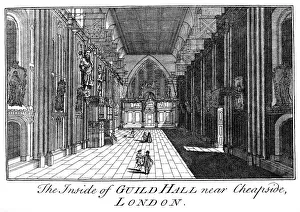 Print of the Inside of Guild Hall near Cheapside, London