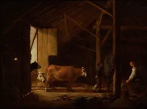 Aelbert Cuyp, Interior of a Cowshed Print