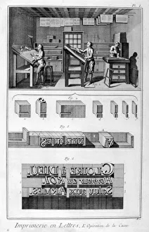 Denis Diderot Art Prints: Interior of a Printing Works, type setting, 1751-1777. Artist: Denis Diderot