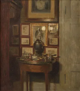 National Gallery Of Denmark Collection Prints: Interior with samovar, evening, 1902. Creator: Peter Vilhelm Ilsted