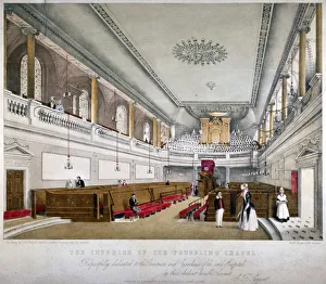 Guildhall Library Art Gallery Collection Prints: Interior view of the Foundling Chapel, Guilford Street, St Pancras, London, c1840