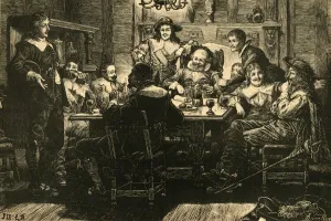 Old And New London Book Prints: Introduction of Randolph to Ben Jonson at the Devil Tavern, (1897). Creator: Unknown