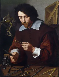 Prints of An inventor of mathematical instruments. From a private collection Pietro Paolini Prints: Paolini's Print of an Inventor with Mathematical Instruments