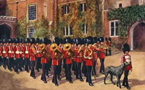 Prints of The Irish Guards leaving St. James Palace after Changing Guard, 1933 Palace Prints: The Irish Guards Leaving St. James Palace Print, 1933