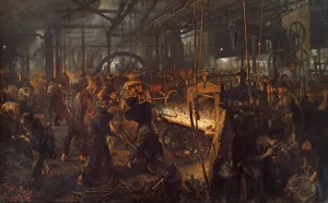 Prints of The Iron Rolling Mill (Modern Cyclopes), 1873-1875. Found in the collection of the Staatliche Museen, Berlin Adolph Menzel Prints: The Iron Rolling Mill Print, 1873-1875