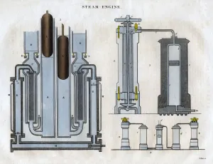 Isambard Kingdom Brunel Engineer Prints: Isambard Kingdom Brunels steam engine, 1827. Artist: J Pass