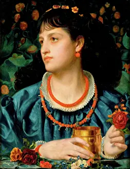 Pre Raphaelite Paintings Prints: Isolde with the Potion, 1870. Creator: Sandys, Frederick (1829-1904)