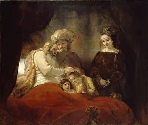 Jacob Blessing Ephraim and Manasseh, 1656. Artist: Rembrandt van Rhijn (1606-1669) Jacob Blessing Ephraim and Manasseh, 1656. Artist: Rembrandt van Rhijn (1606-1669)