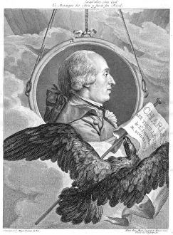 Jacques Alexandre Cesar Charles in a hydrogen-balloon print