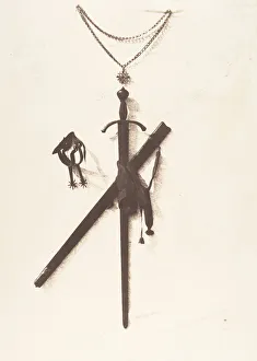 Black And White Heritage Art Prints: Jerusalem, Epee de Godefroy de Bouillon, 1854. Creator: Auguste Salzmann