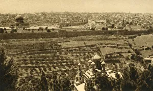 Monochrome Cityscape Photography Prints: Jerusalem from the Mount of Olives, c1918-c1939. Creator: Unknown