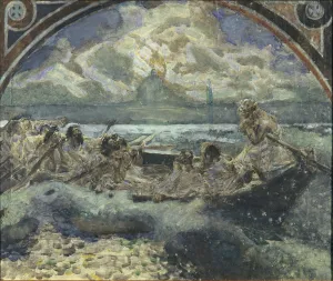 Jesus Walks on Water, 1890. Artist: Vrubel, Mikhail Alexandrovich (1856-1910) Jesus Walks on Water, 1890. Artist: Vrubel, Mikhail Alexandrovich (1856-1910)