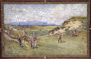 Jigsaw puzzle of golfers on Prestwick golf course, Scotland, c1914 Jigsaw puzzle of golfers on Prestwick golf course, Scotland, c1914
