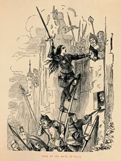 Joan at the walls of Paris, . Artist: John Leech Joan at the walls of Paris, . Artist: John Leech