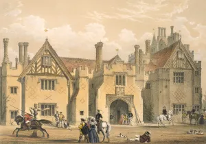 Historic Architecture UK Prints: Joust practice, Compton Wynyates, Warwick, mid 1600s. Creator: Joseph Nash (1809-78)