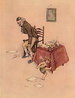 William Heath Robinson Prints: He Jumped Down From The Old Mans Lap And Danced Around Him On The Floor