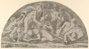 Jupiter Pressing the Stormclouds, 1540-56. Creator: Leon Davent Jupiter Pressing the Stormclouds, 1540-56. Creator: Leon Davent