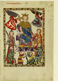 King Wenceslaus II of Bohemia (From the Codex Manesse), Between 1305 and 1340. Artist: Anonymous King Wenceslaus II of Bohemia (From the Codex Manesse), Between 1305 and 1340. Artist: Anonymous