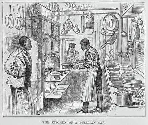 Black And White Train Images Prints: The kitchen of a Pullman car, 1882. Creator: Unknown