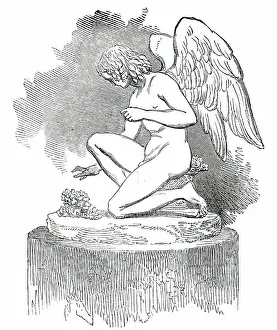 Allegorical Figure Sculpture Prints: The Kneeling Cupid, 1850. Creator: Unknown