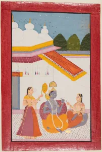 Krishna under a Canopy Print, c. 1680