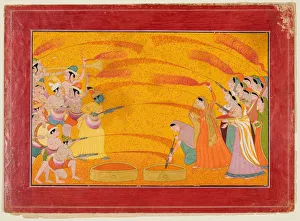 Krishna Celebrates Holi, c. 1770. Creator: Unknown Krishna Celebrates Holi, c. 1770. Creator: Unknown