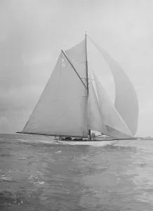 The Lady Anne running downwind, 1912. Creator: Kirk & Sons of Cowes The Lady Anne running downwind, 1912. Creator: Kirk & Sons of Cowes