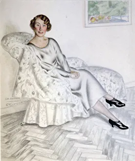 Genre Painting Russia Prints: Lady in Interior, 1925